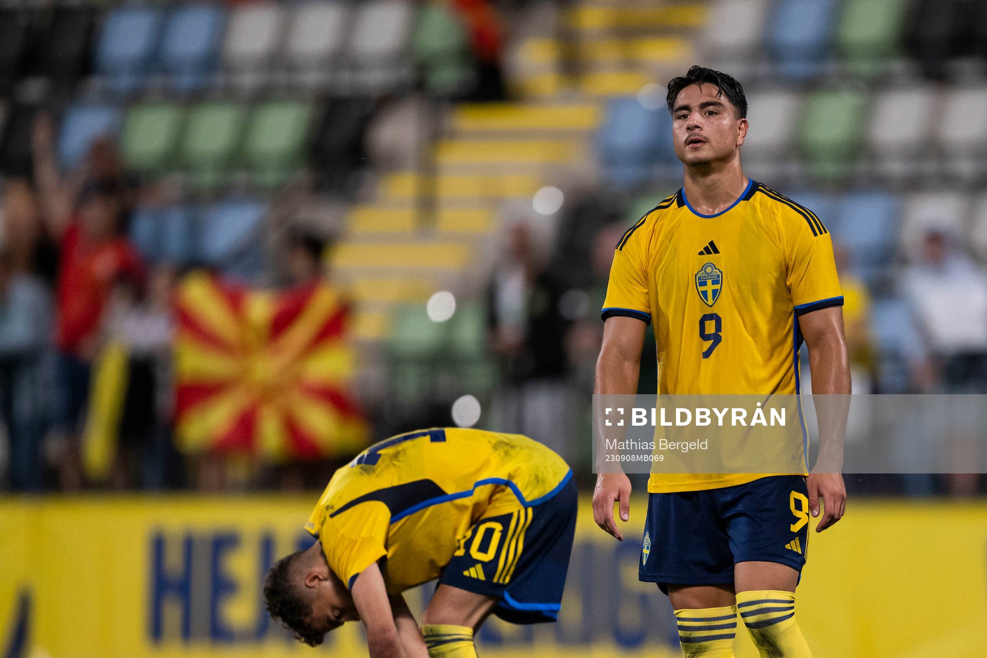 Yasin Ayari and Jusef Erabi of Sweden look dejected