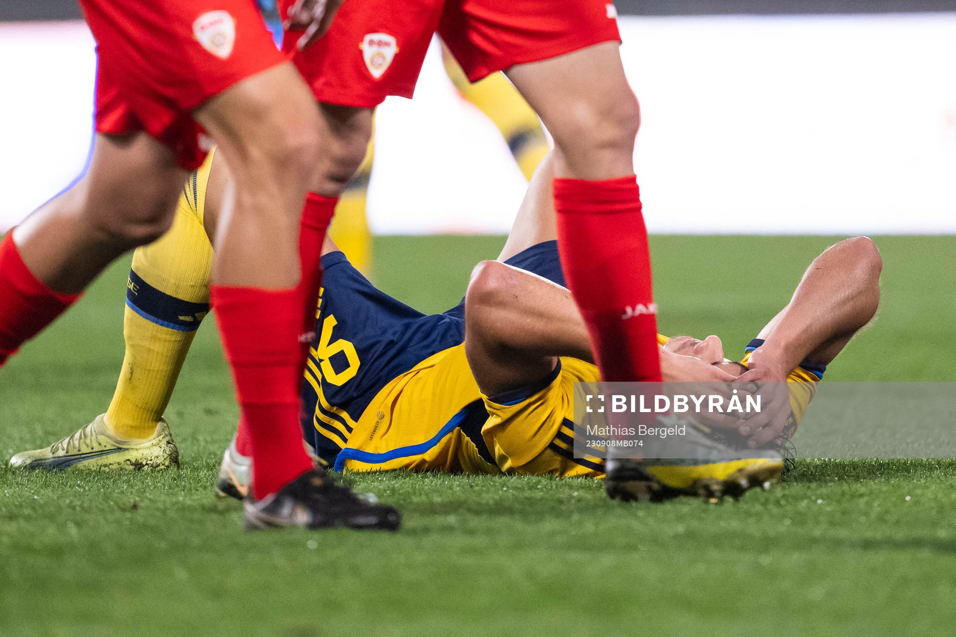 Jusef Erabi of Sweden looks dejected