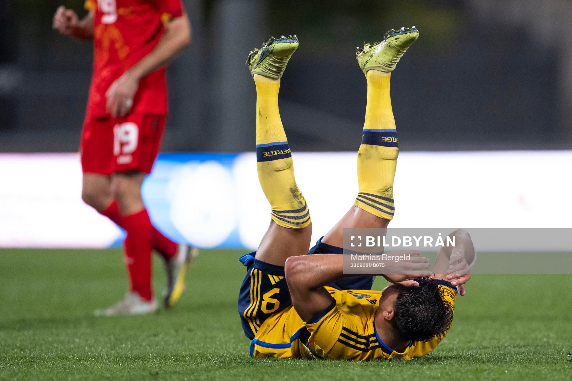 Jusef Erabi of Sweden looks dejected