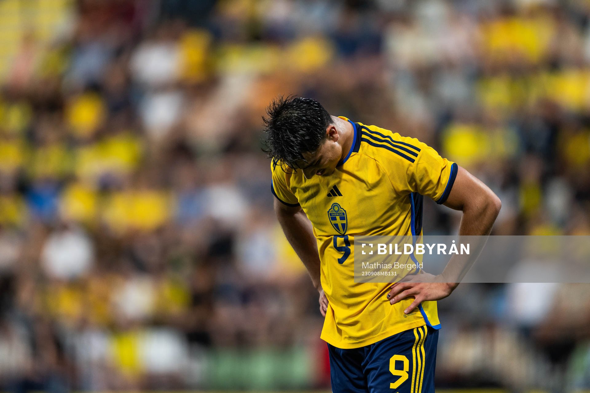 Jusef Erabi of Sweden looks dejected