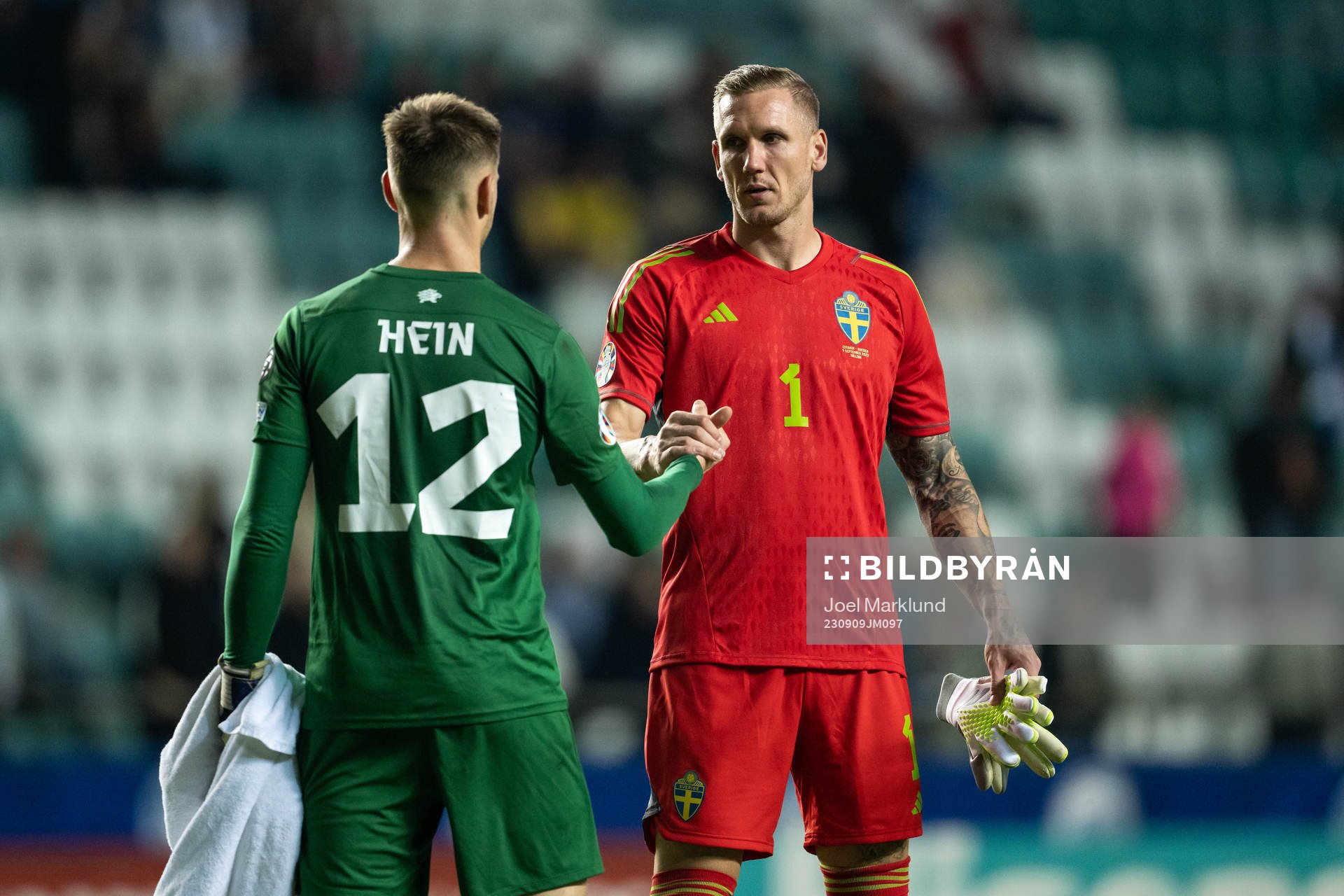 goalkeeper Karl Hein of Estonia and goalkeeper Robin Olsen