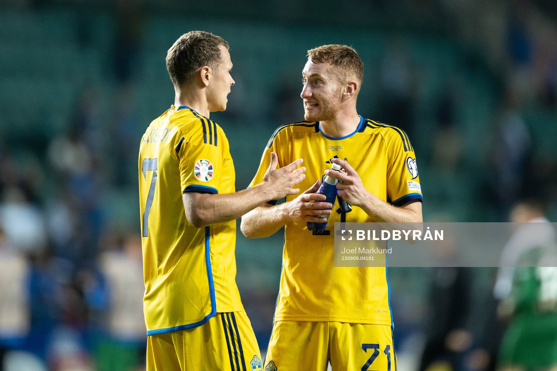 Viktor Claesson and Dejan Kulusevski of Sweden