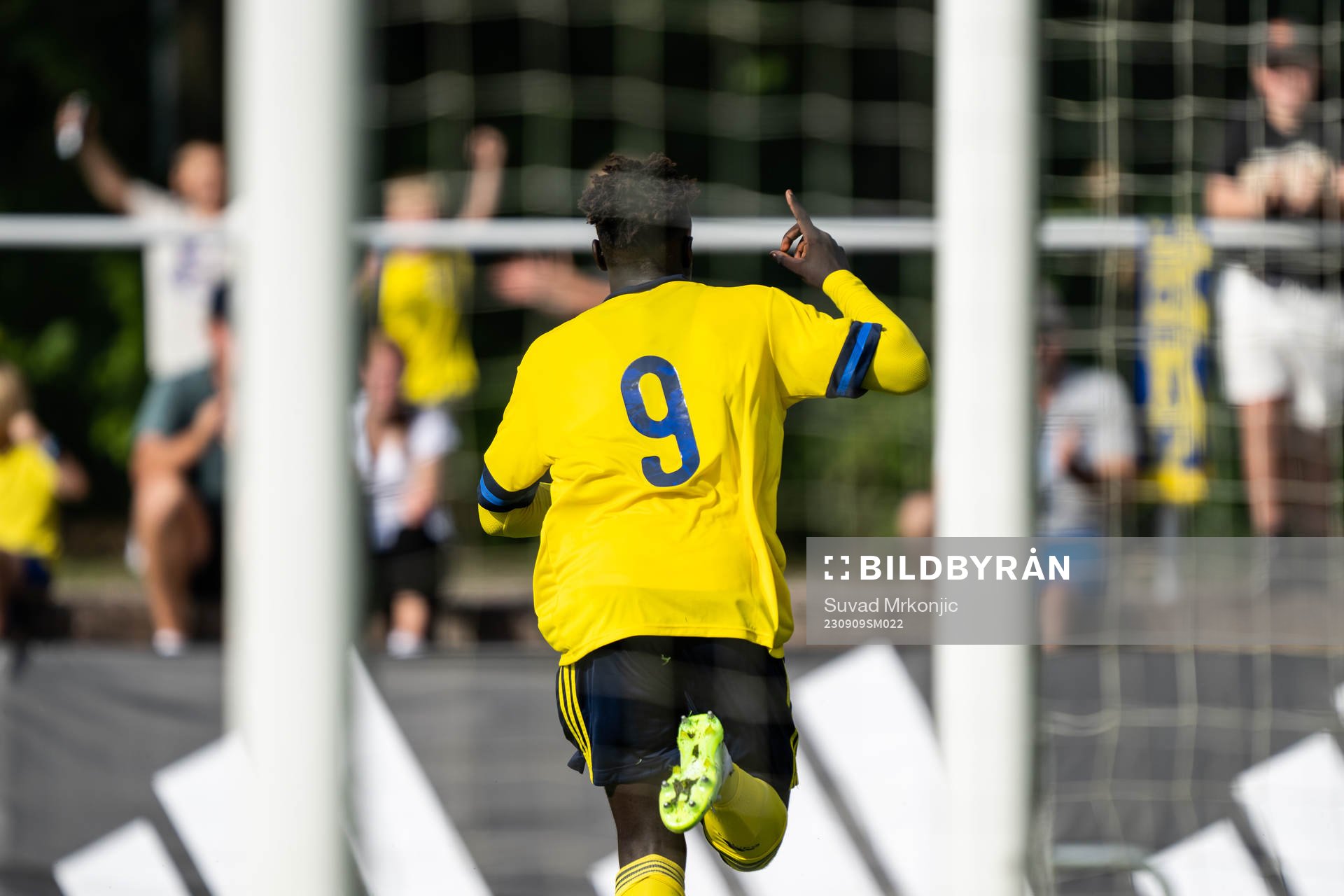 Kalipha Jawla of Sweden celebrates after scoring 1-0 during the friendly international football match between Sweden and Denmark on September 9, 2023 in Nybro.