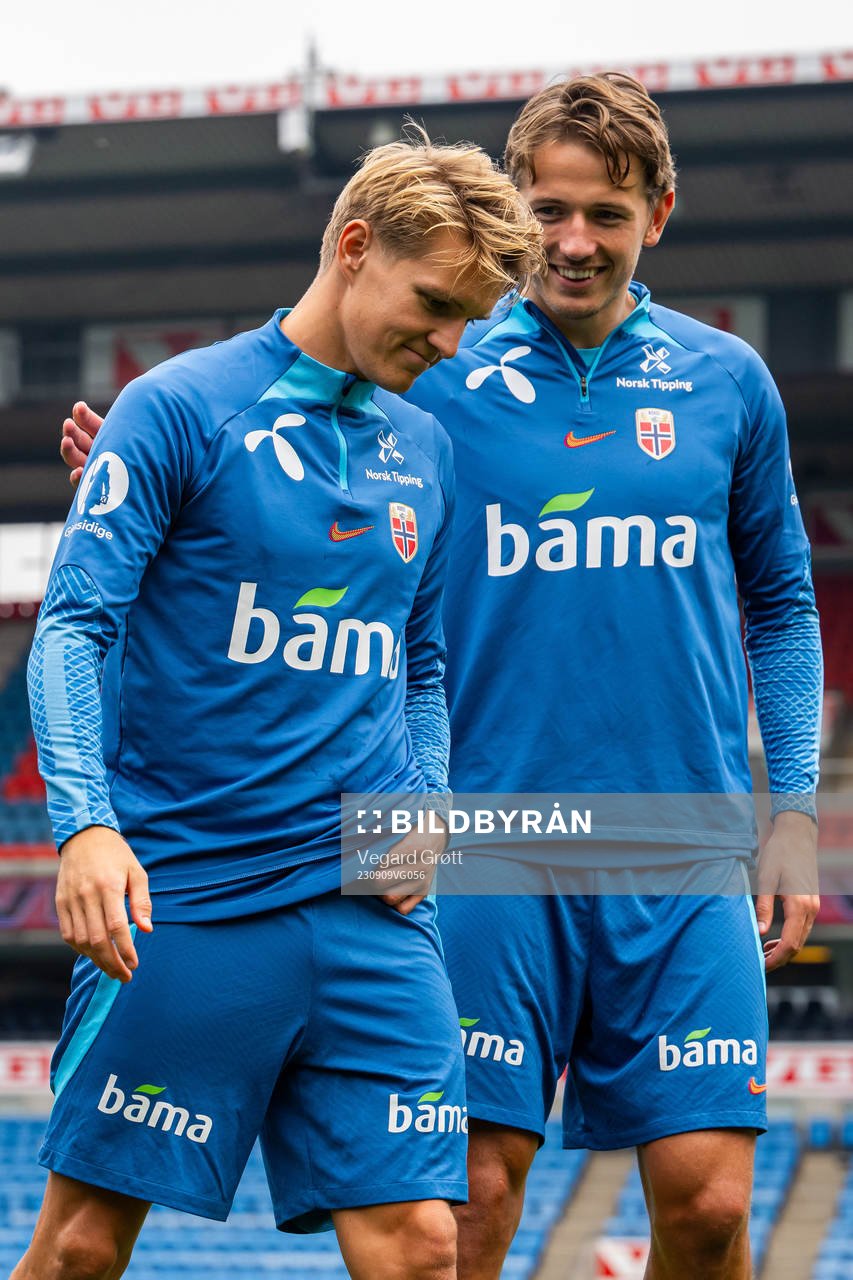 Martin Ødegaard and Sander Berge of the Norwegian national