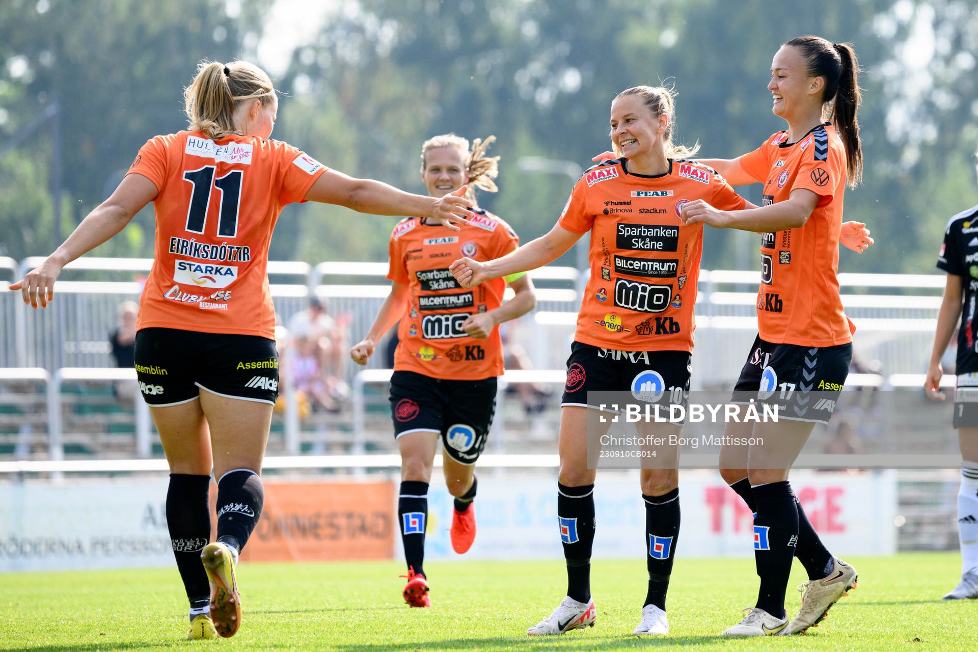 Kristianstads Emmi Alanen jublar efter 1-0 under fotbollsmatchen i Damallsvenskan mellan Kristianstad och Piteå den 10 september 2023 i Kristianstad.