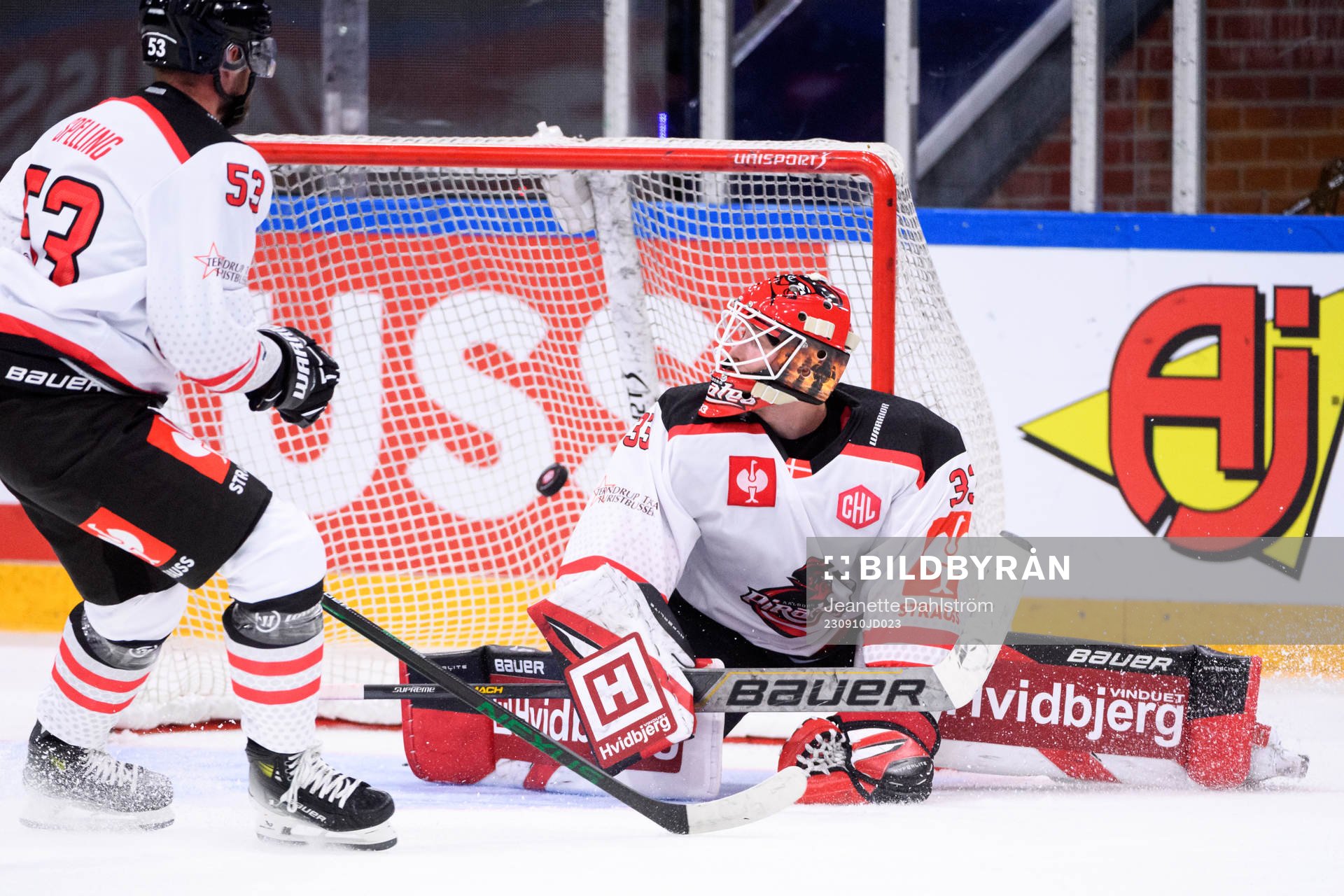 Goaltender Albert Adamsen of Aalborg Pirates
