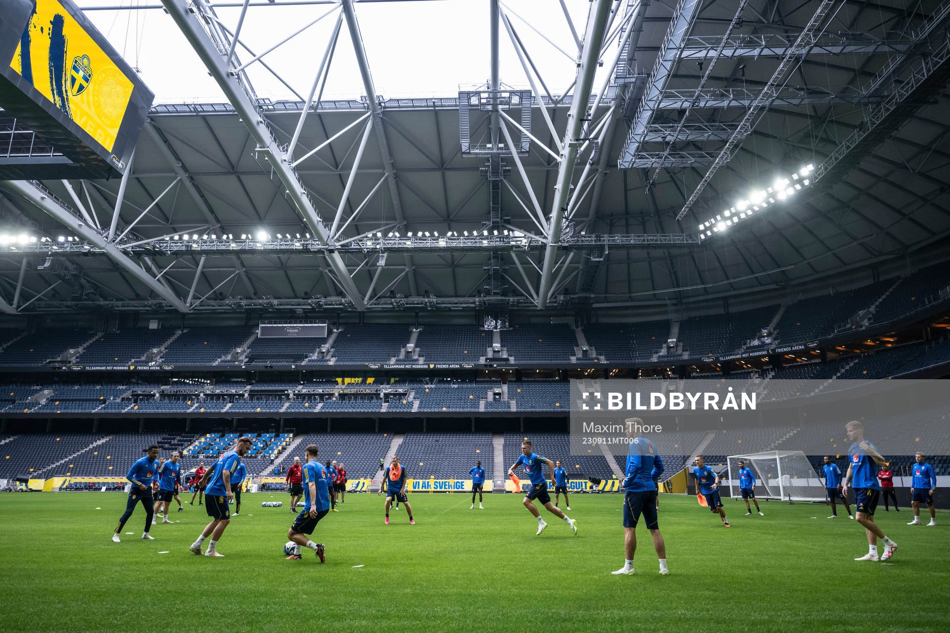 Players of the Swedish national football team at a training