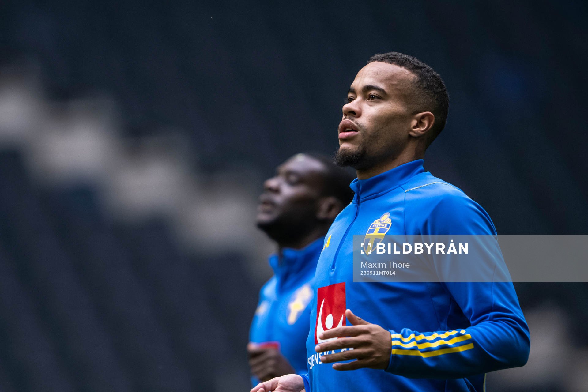 Robin Quaison of the Swedish national football team at a