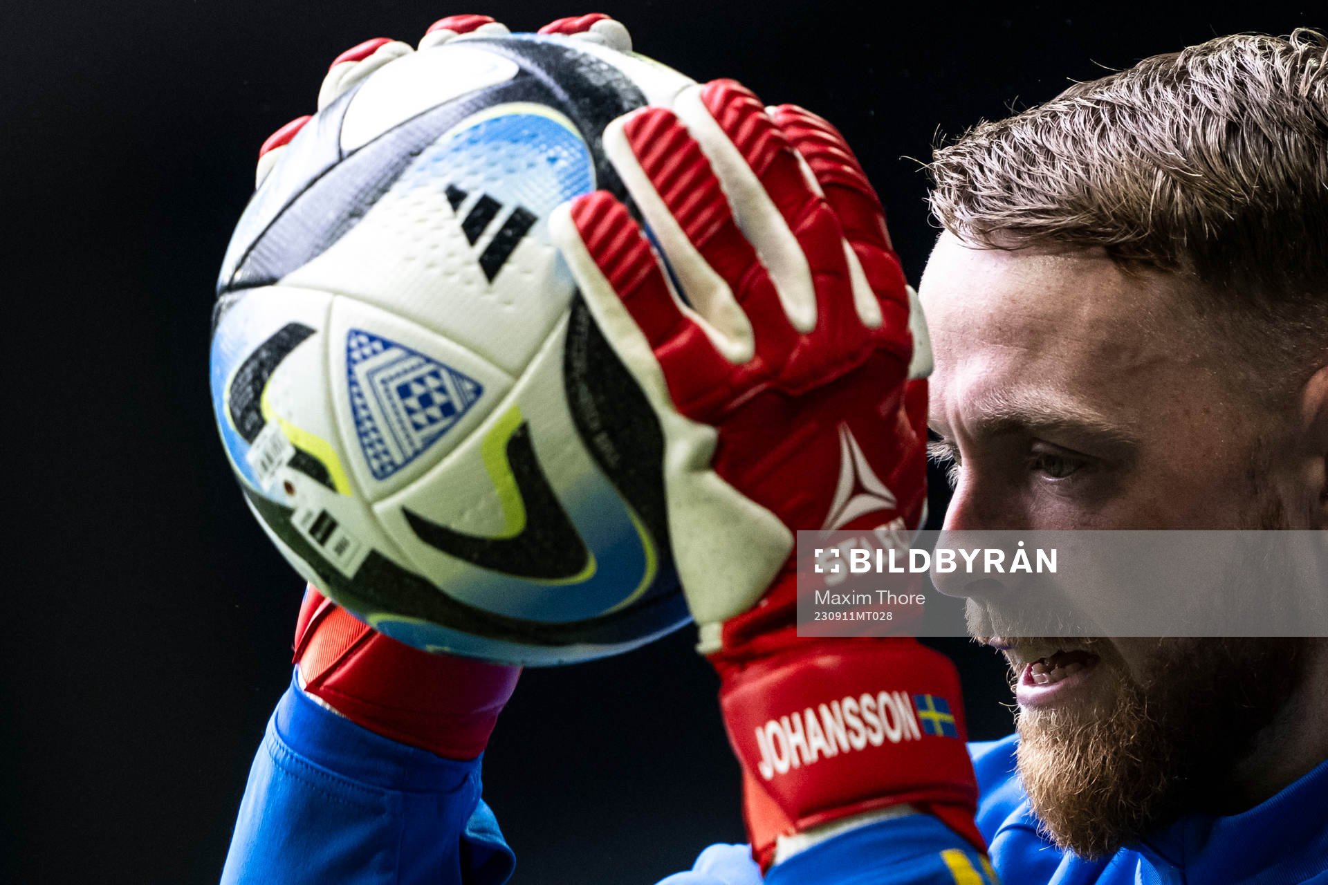 Goalkeeper Viktor Johansson of the Swedish national