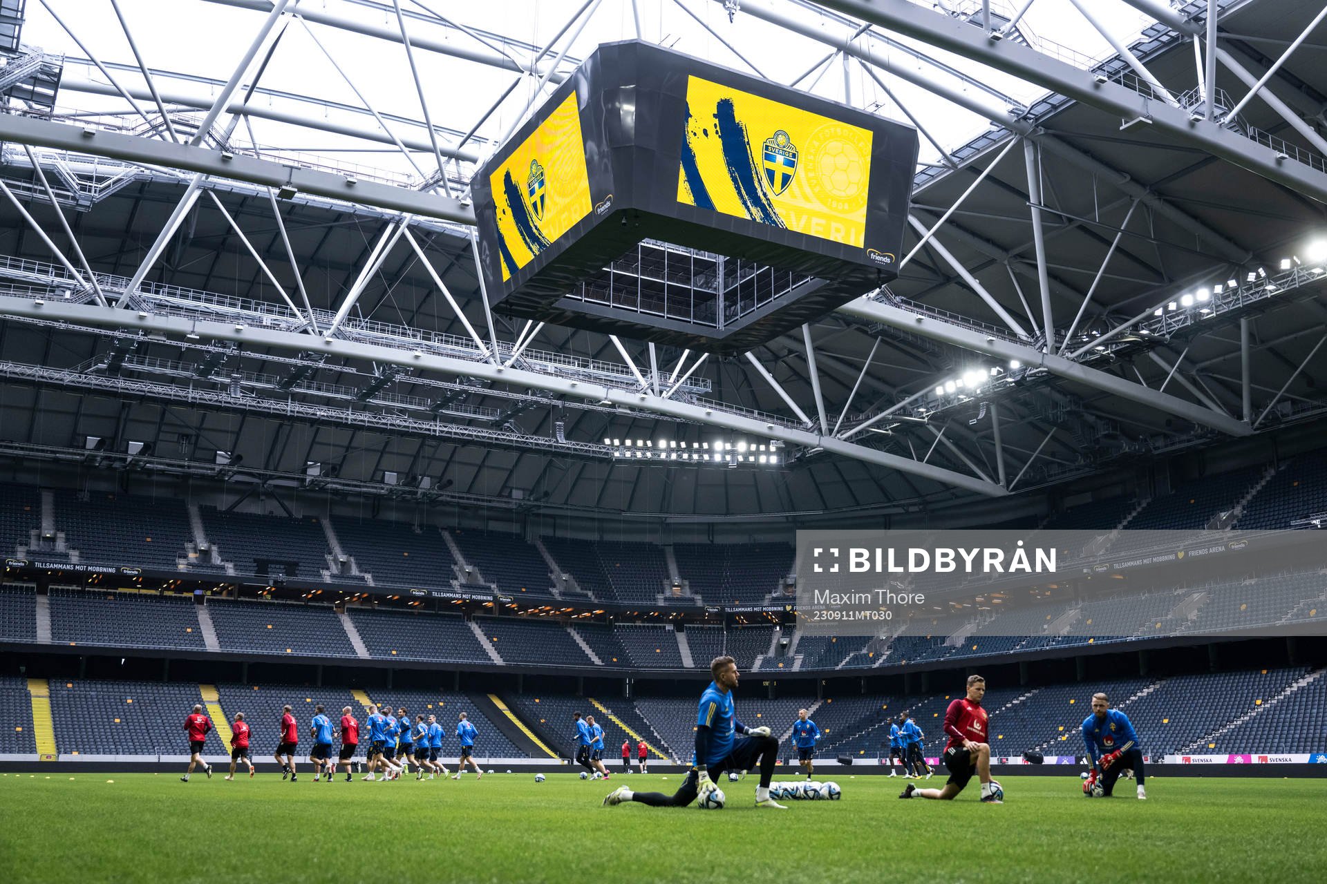 Players of the Swedish national football team at a training