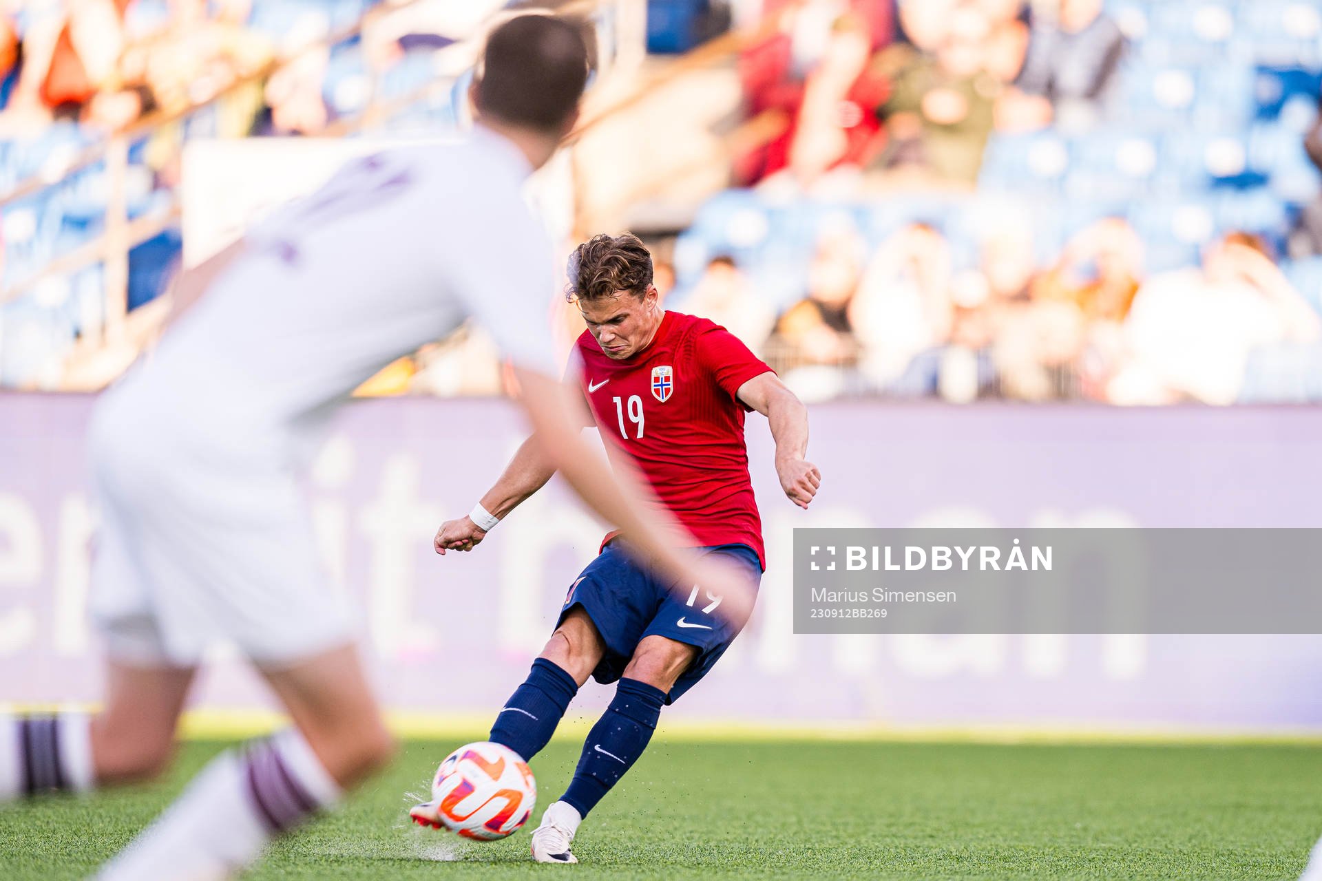 Kristian Fredrik Malt Arnstad of Norway scores the 1-0 goal