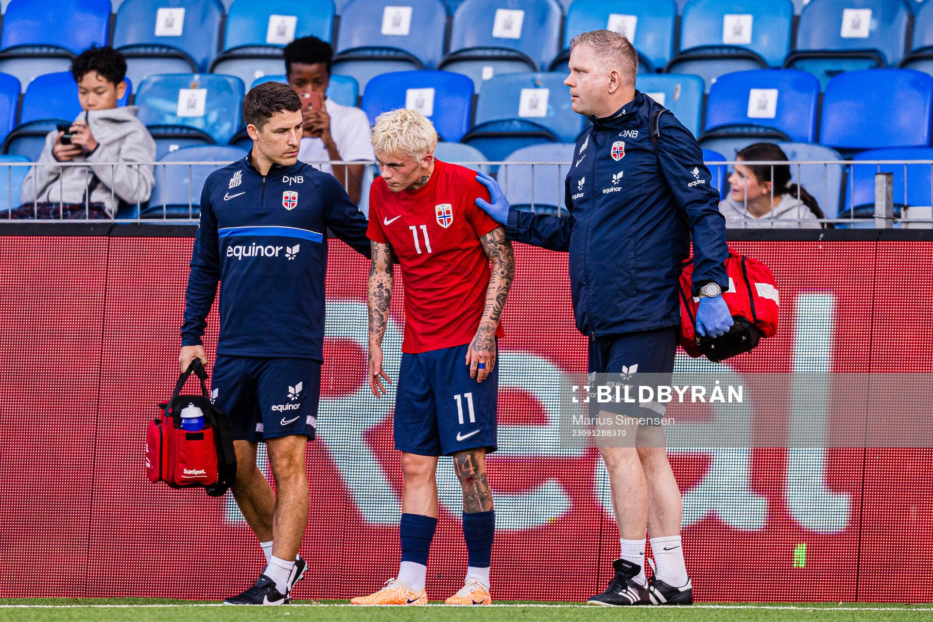 Isak Hansen-Aarøen of Norway in pain