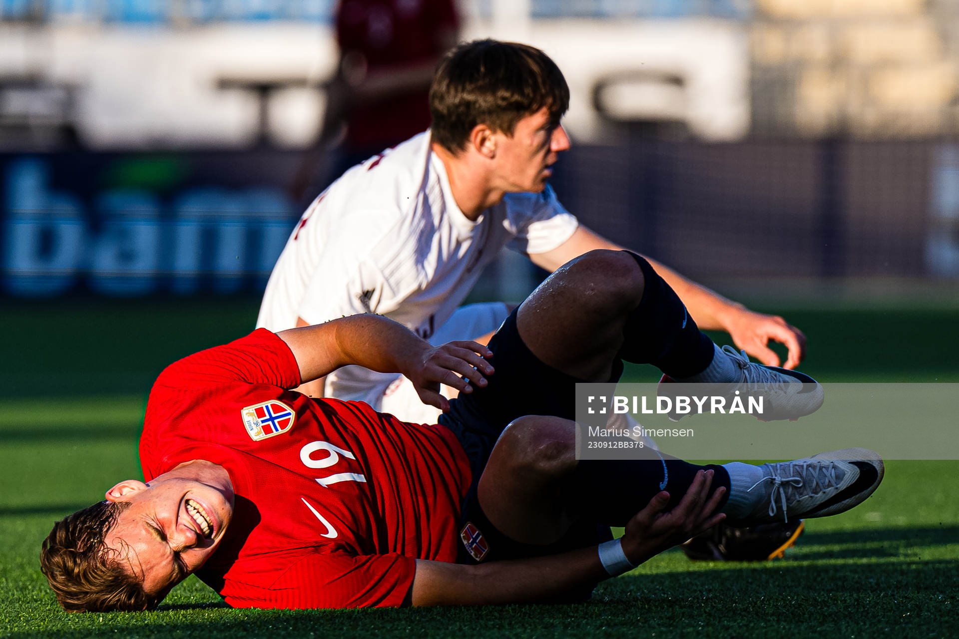 Kristian Fredrik Malt Arnstad of Norway in pain