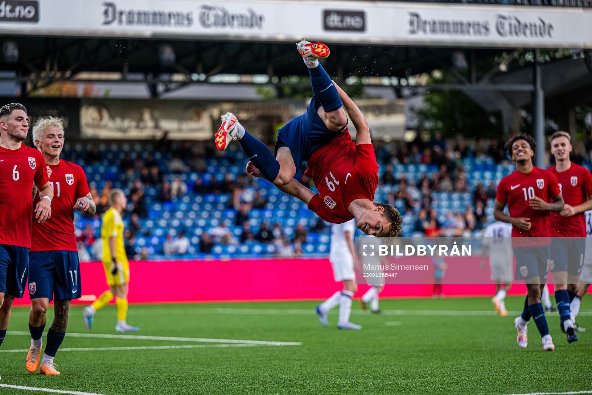 Kristian Fredrik Malt Arnstad of Norway celebrates
