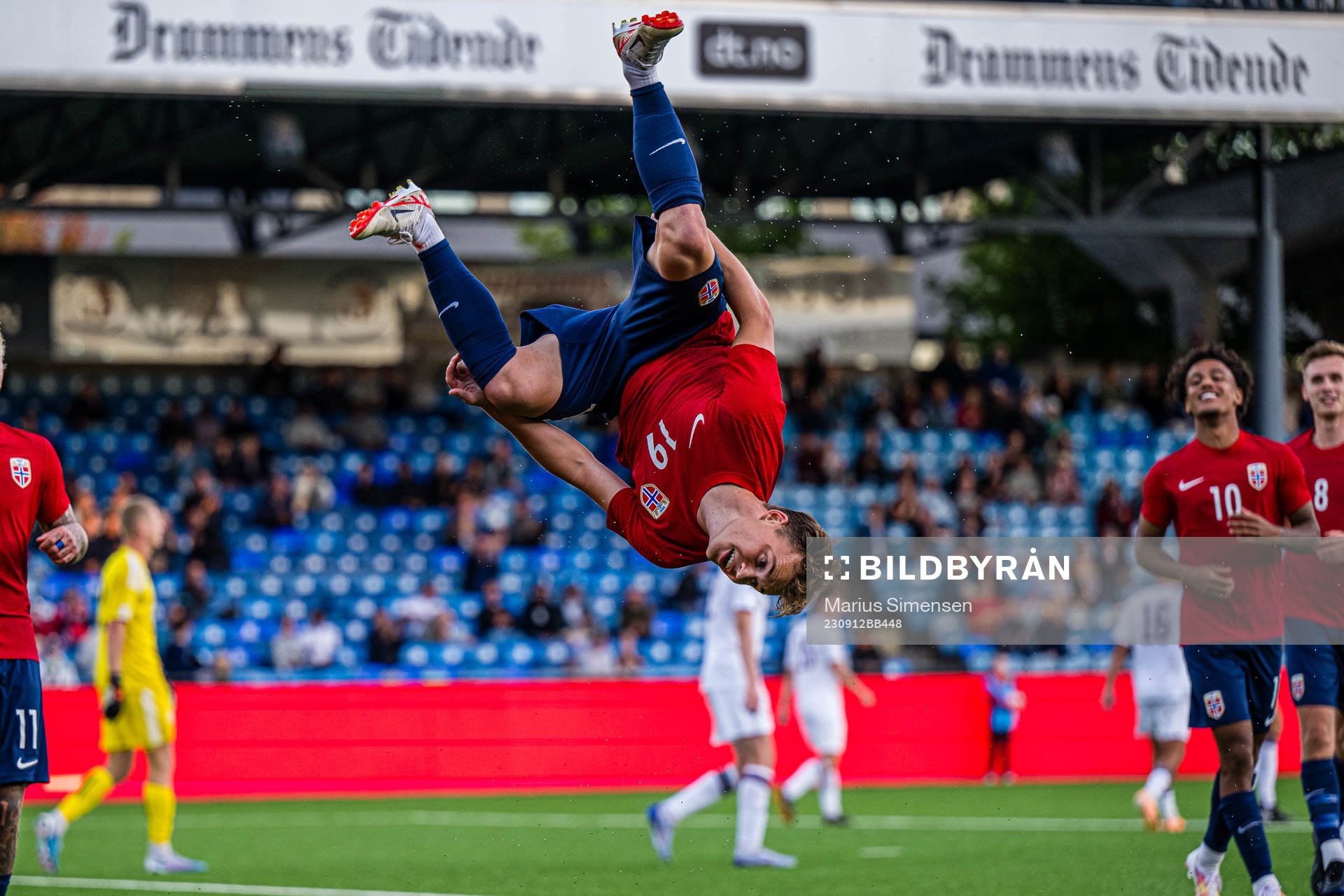 Kristian Fredrik Malt Arnstad of Norway celebrates