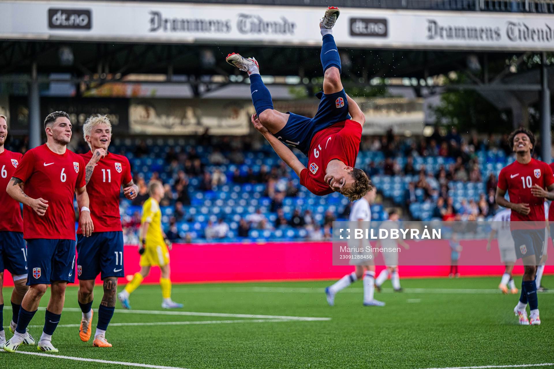 Kristian Fredrik Malt Arnstad of Norway celebrates