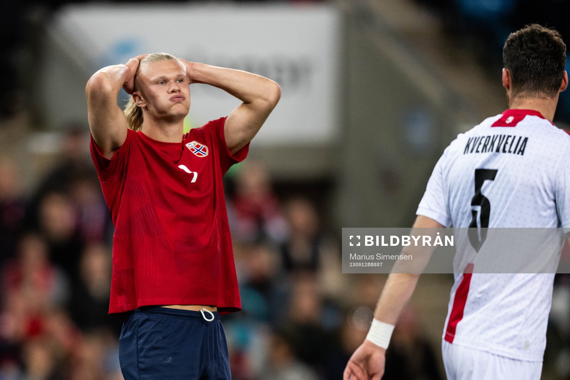 Erling Braut Haaland of Norway looks dejected