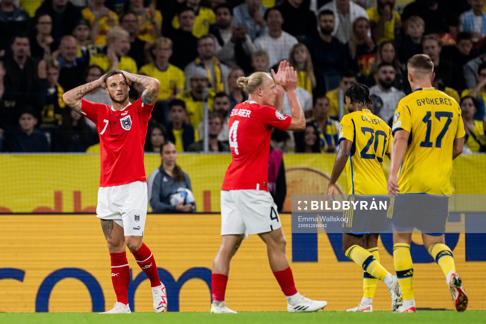 Marko Arnautovic of Austria looks dejected