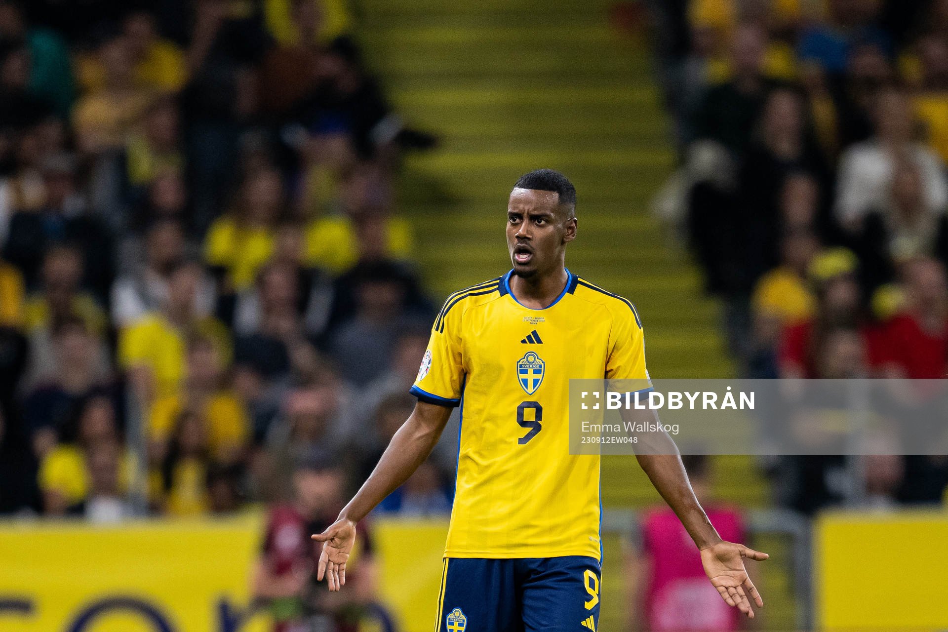 Alexander Isak of Sweden reacts