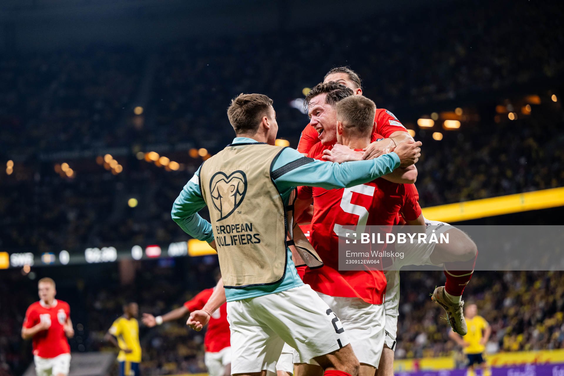 Michael Gregoritsch of Austria celebrates with teammates