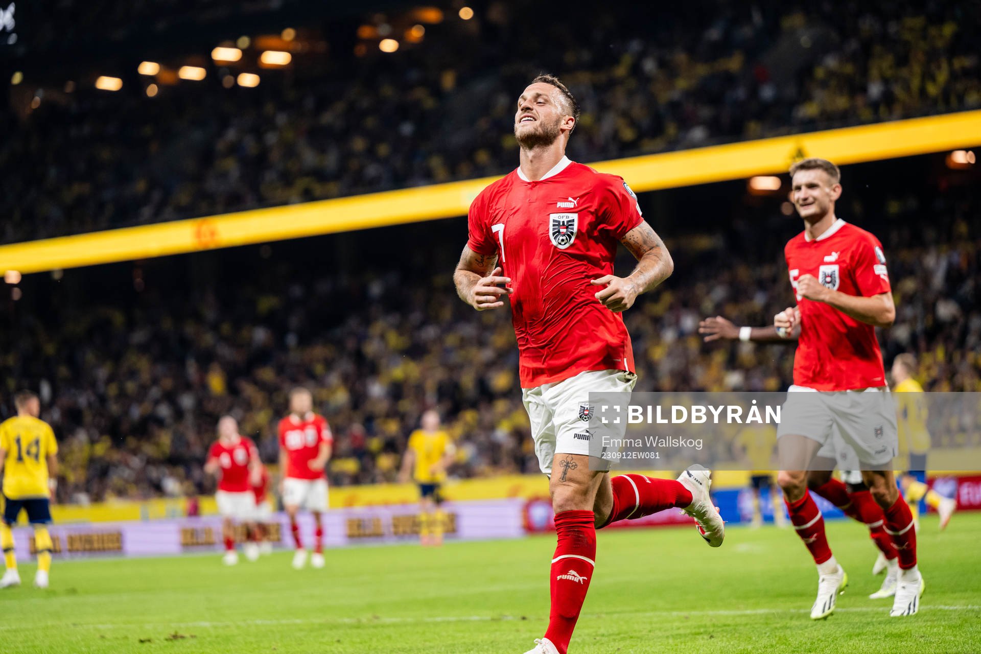 Marko Arnautovic of Austria celebrates