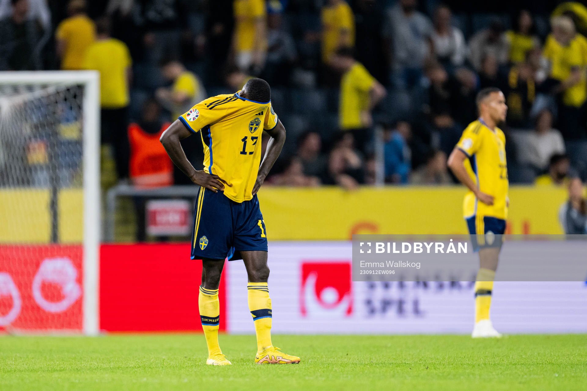 Ken Sema of Sweden looks dejected