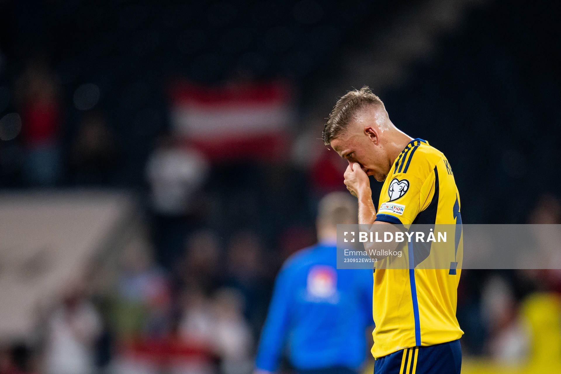 Jesper Karlsson of Sweden looks dejected