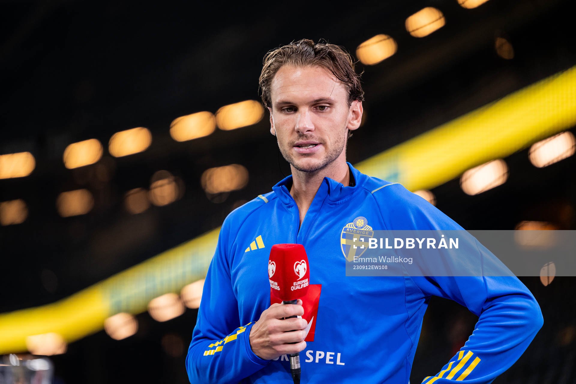 Albin Ekdal of Sweden in the Viaplay studio