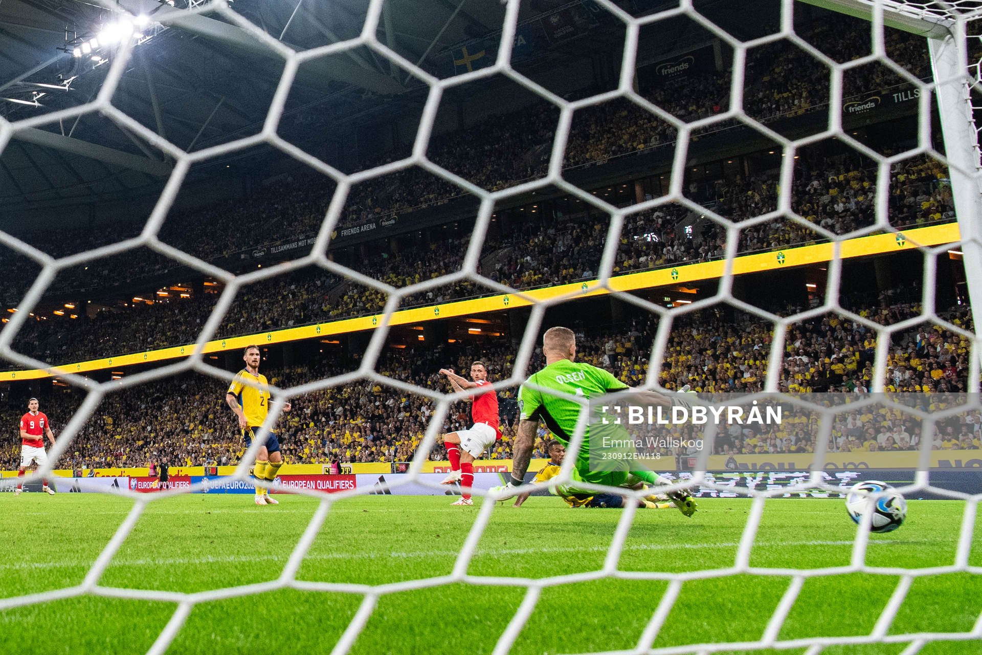 Marko Arnautovic of Austria scores 0-2 behind Linus