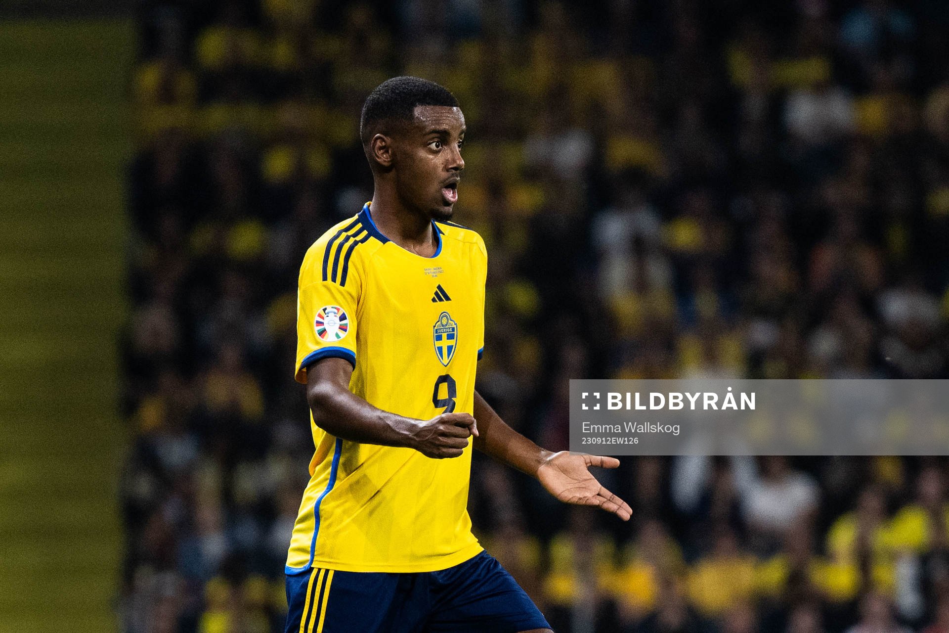 Alexander Isak of Sweden reacts