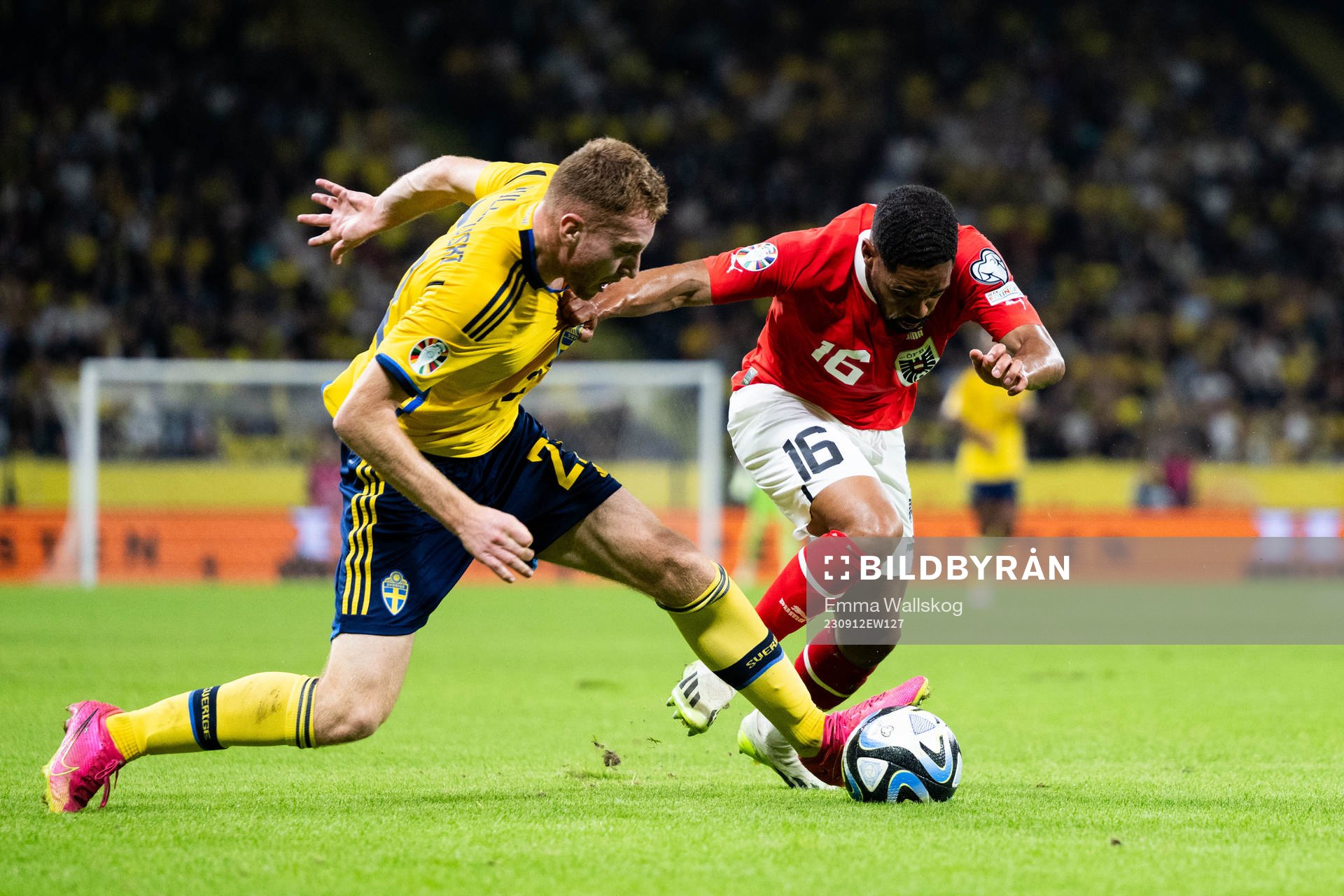 Dejan Kulusevski of Sweden and Philip Mwene of Austria