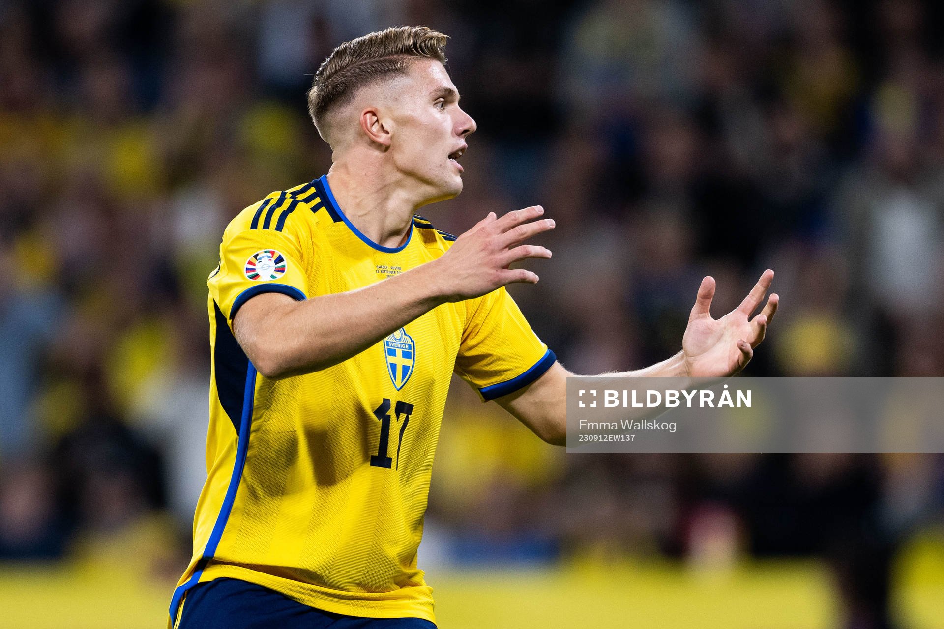 Viktor Gyökeres of Sweden reacts