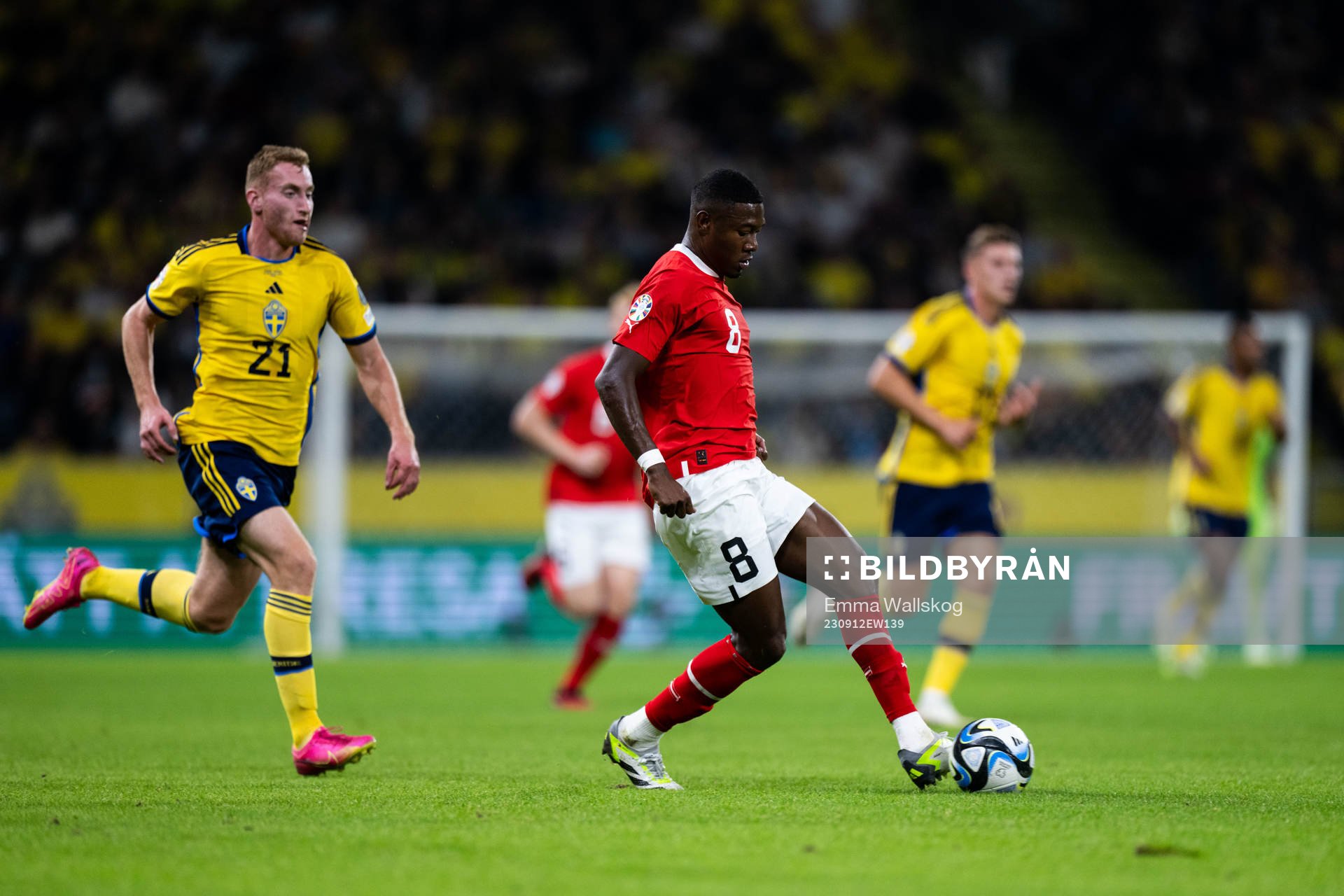 Dejan Kulusevski of Sweden and David Alaba of Austria