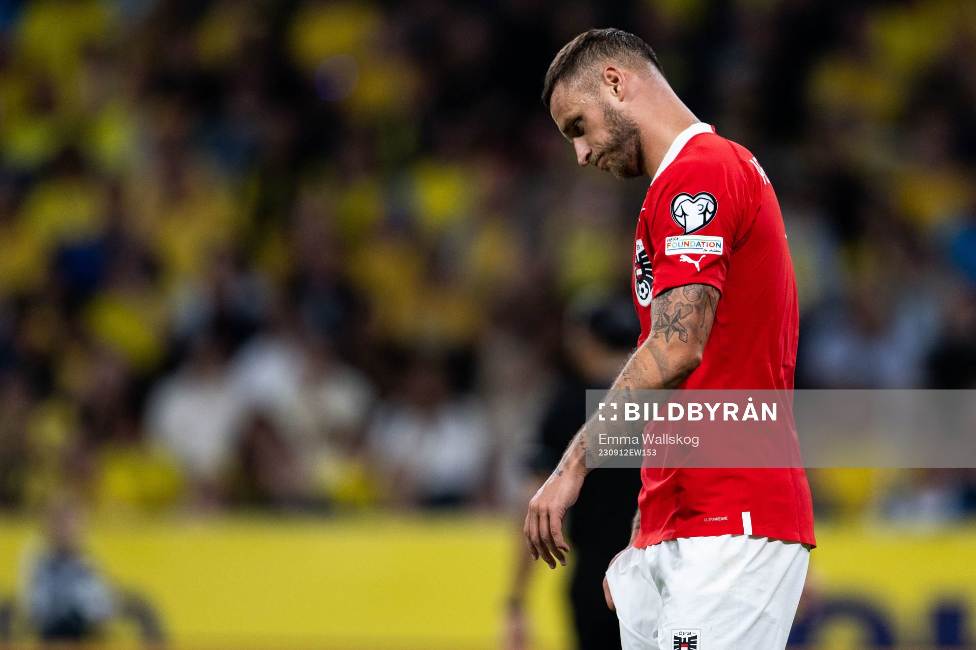 Marko Arnautovic of Austria looks dejected