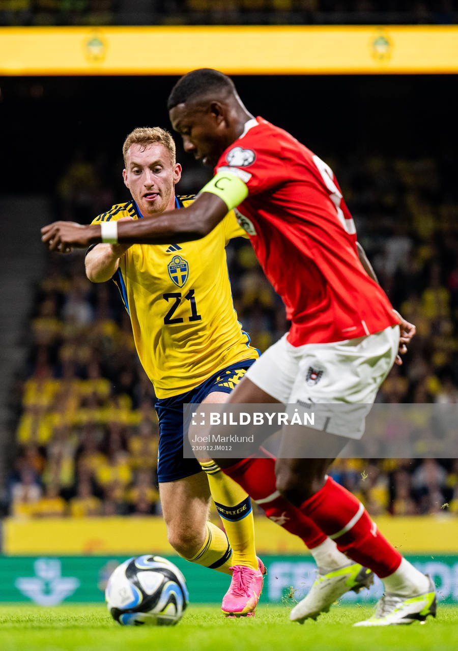 Dejan Kulusevski of Sweden and David Alaba of Austria