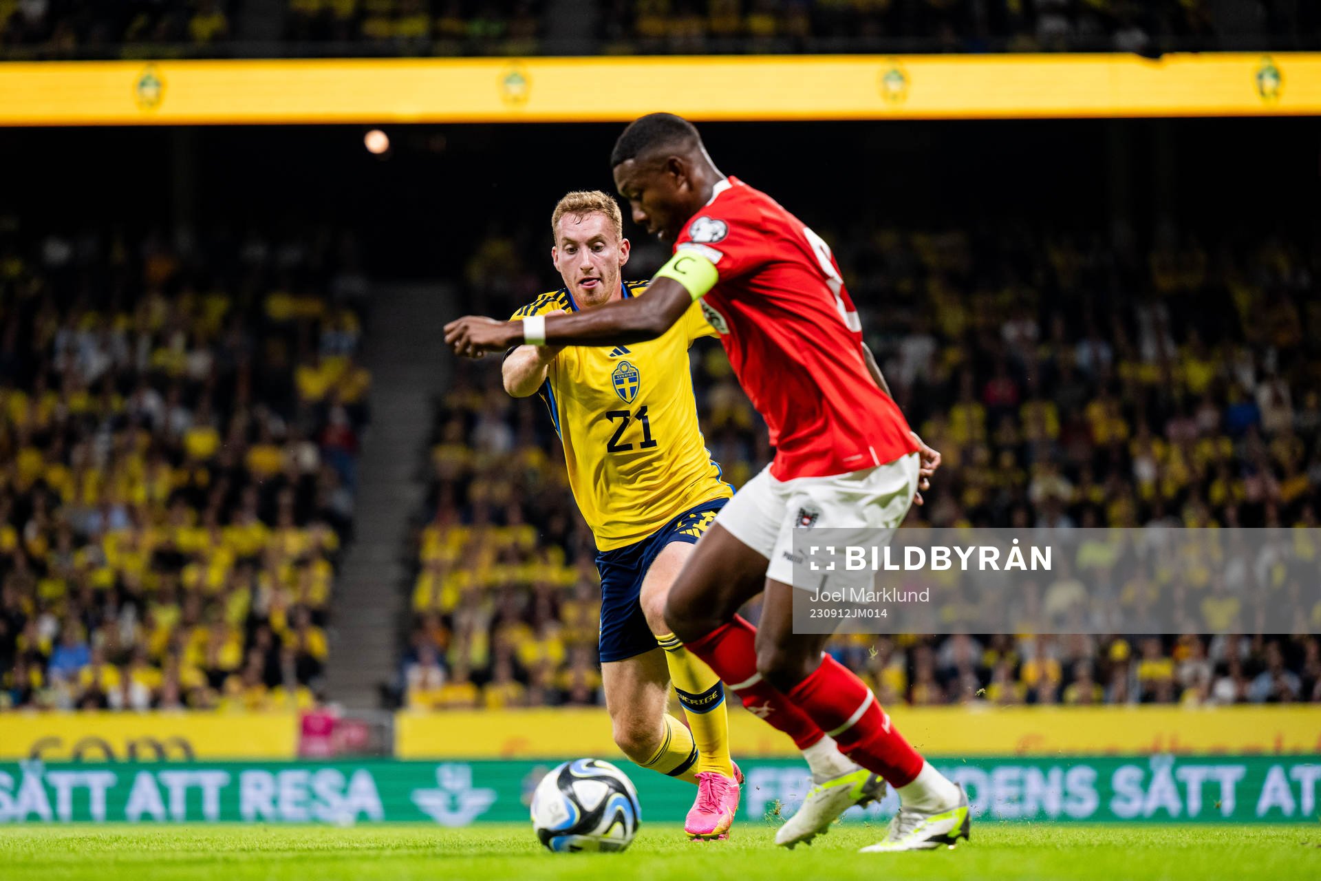 Dejan Kulusevski of Sweden and David Alaba of Austria