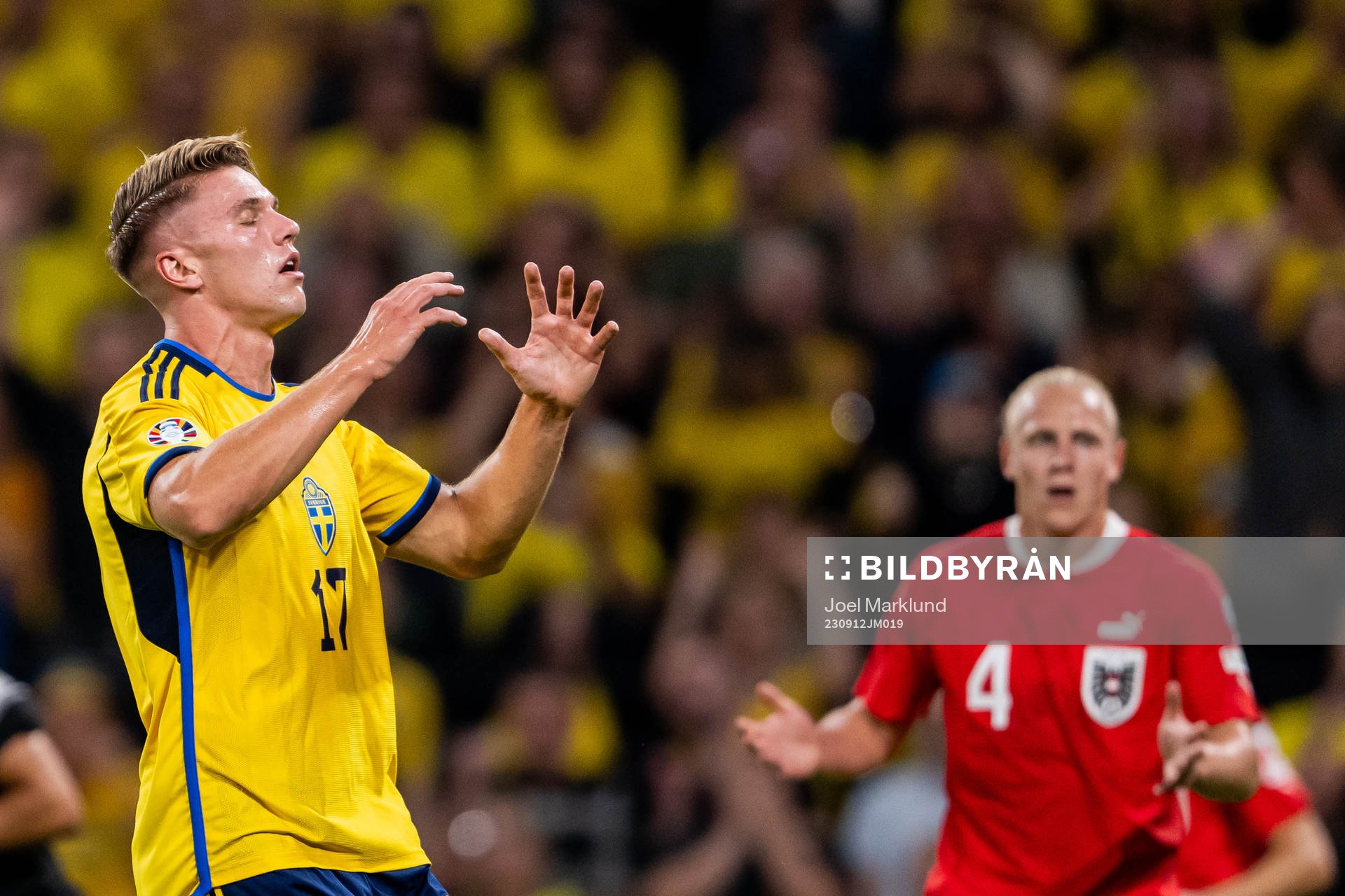 Viktor Gyökeres of Sweden looks dejected
