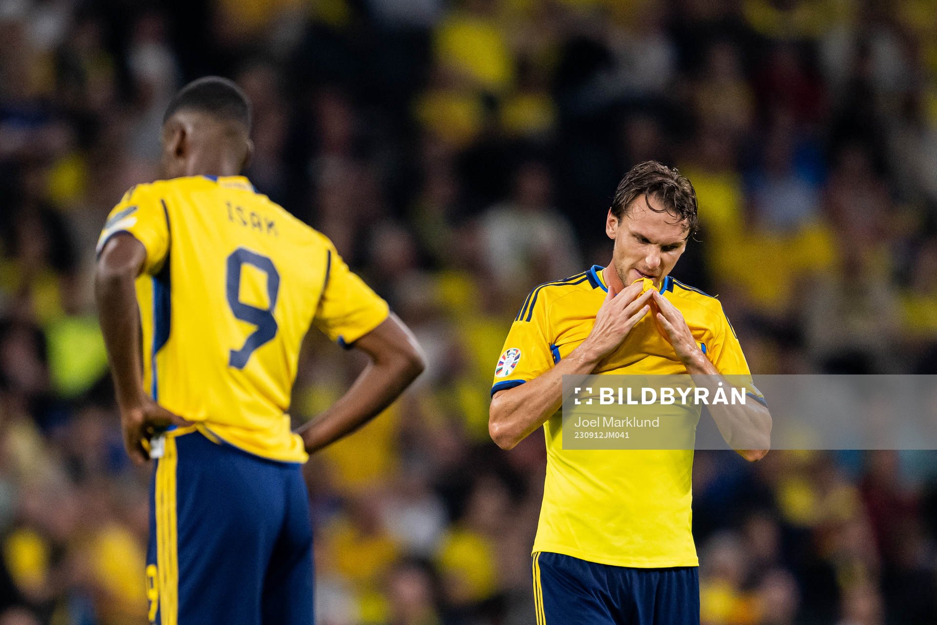 Albin Ekdal of Sweden looks dejected