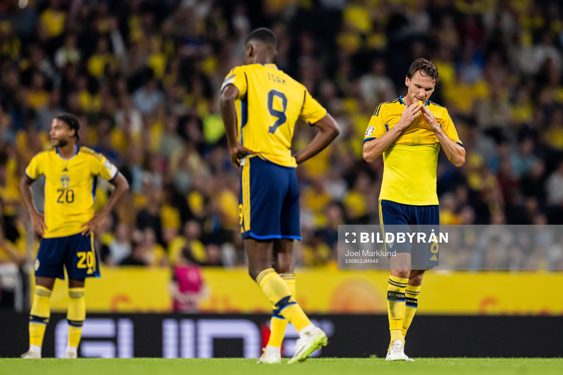 Albin Ekdal of Sweden looks dejected