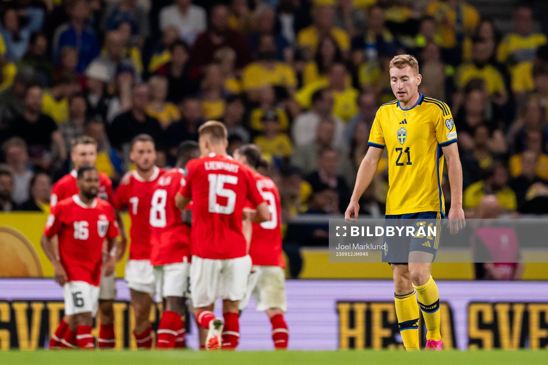 Dejan Kulusevski of Sweden looks dejected