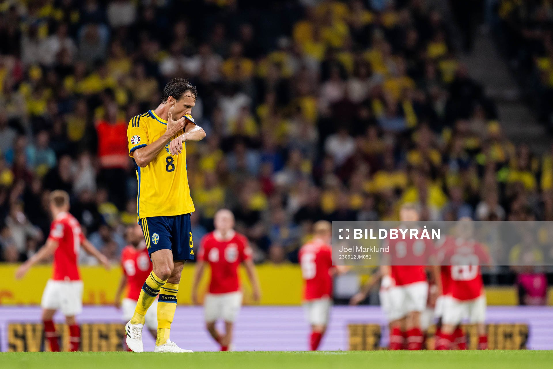 Albin Ekdal of Sweden looks dejected