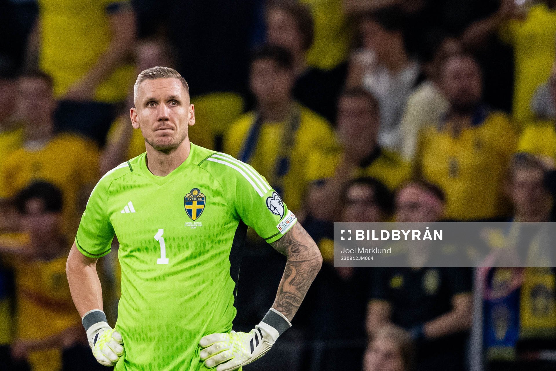 Goalkeeper Robin Olsen of Sweden looks dejected