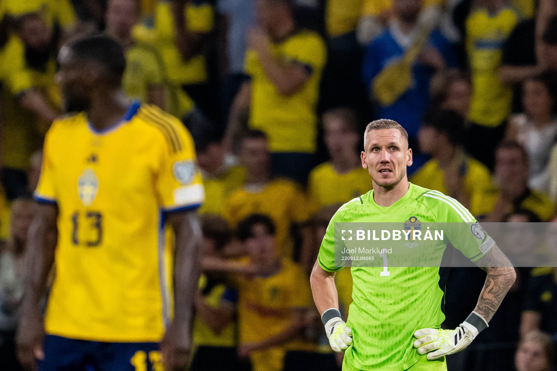 Goalkeeper Robin Olsen of Sweden looks dejected