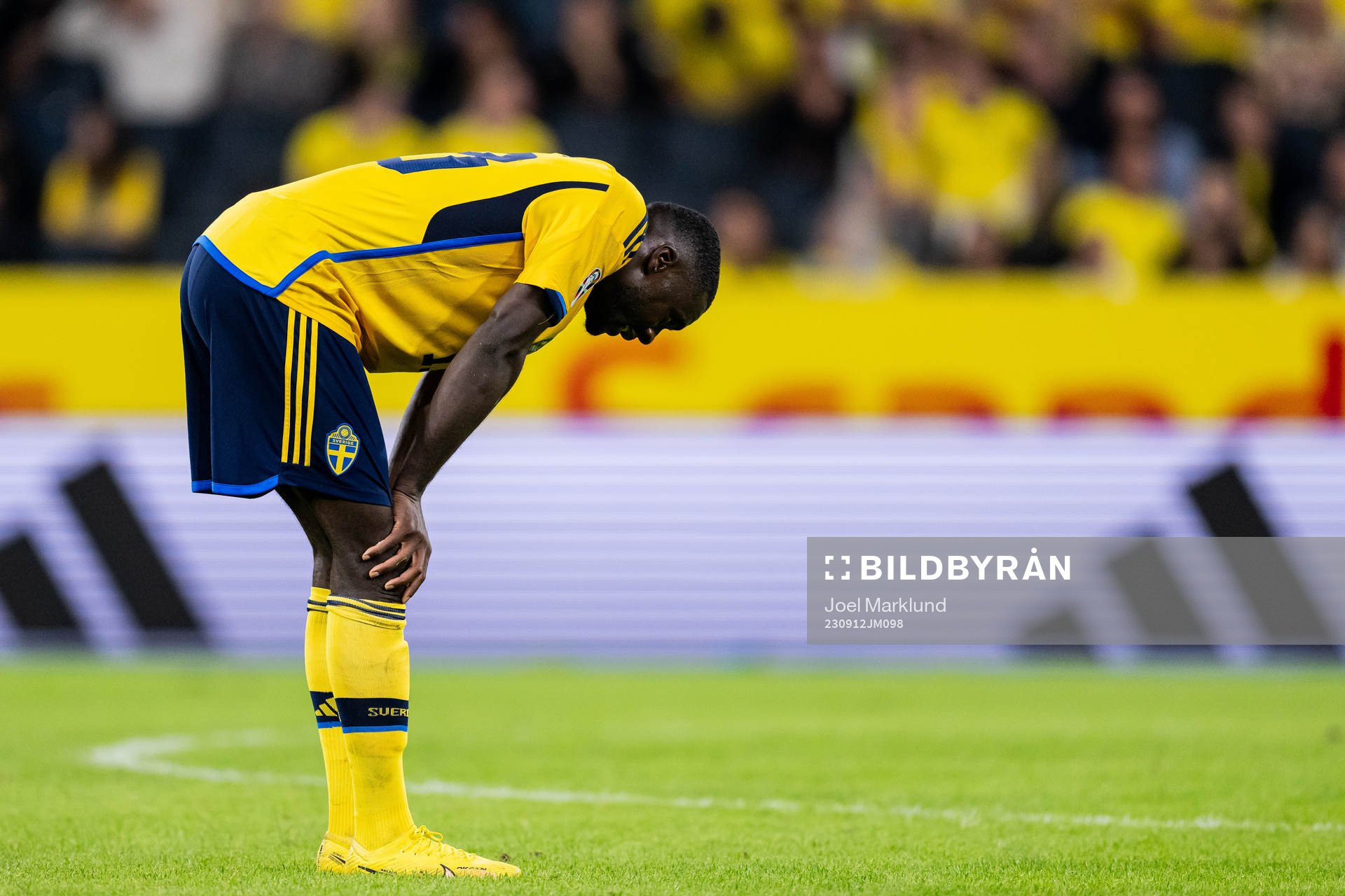 Ken Sema of Sweden looks dejected