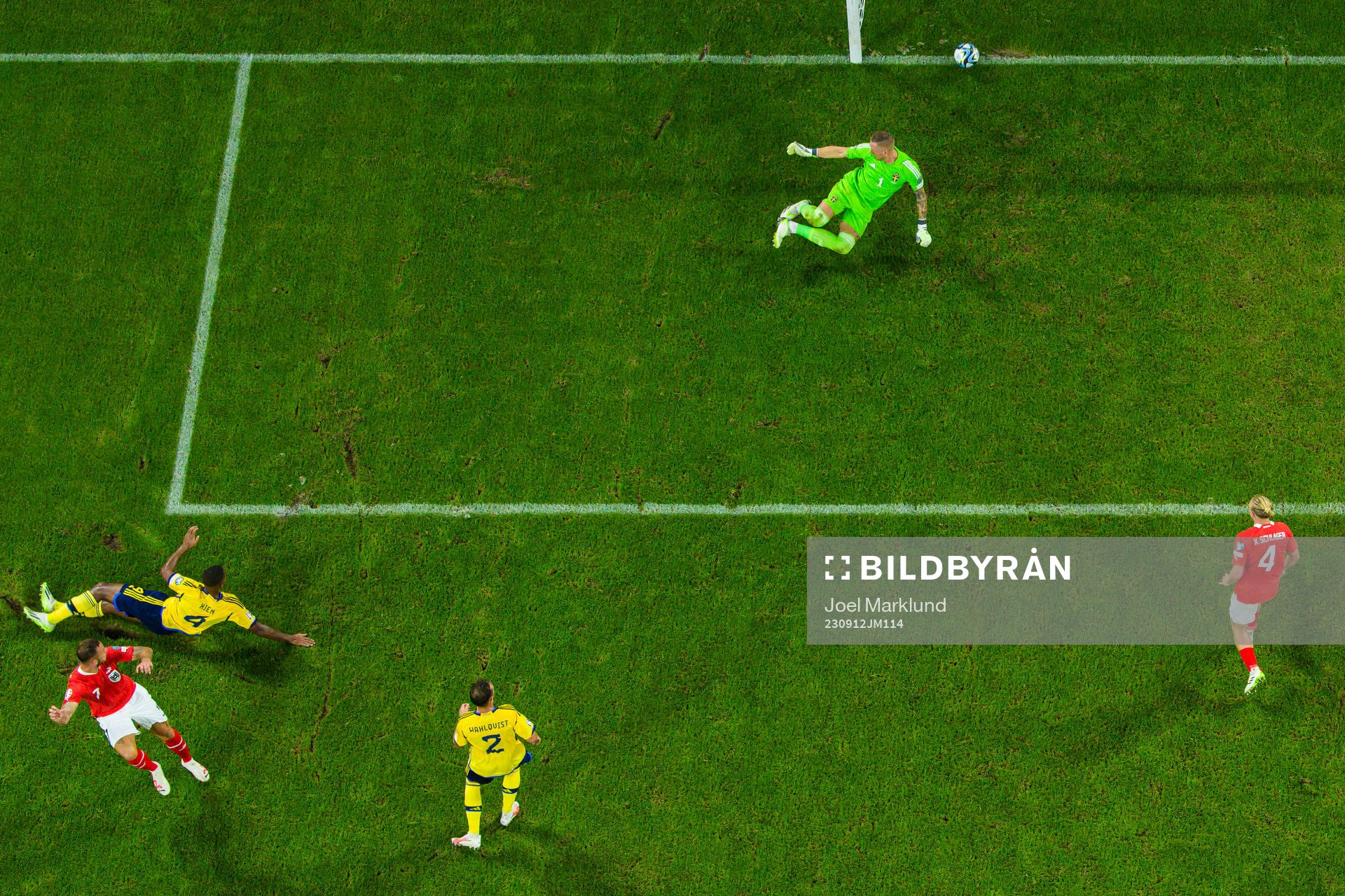 Marko Arnautovic of Austria scores 0-2 behind goalkeeper