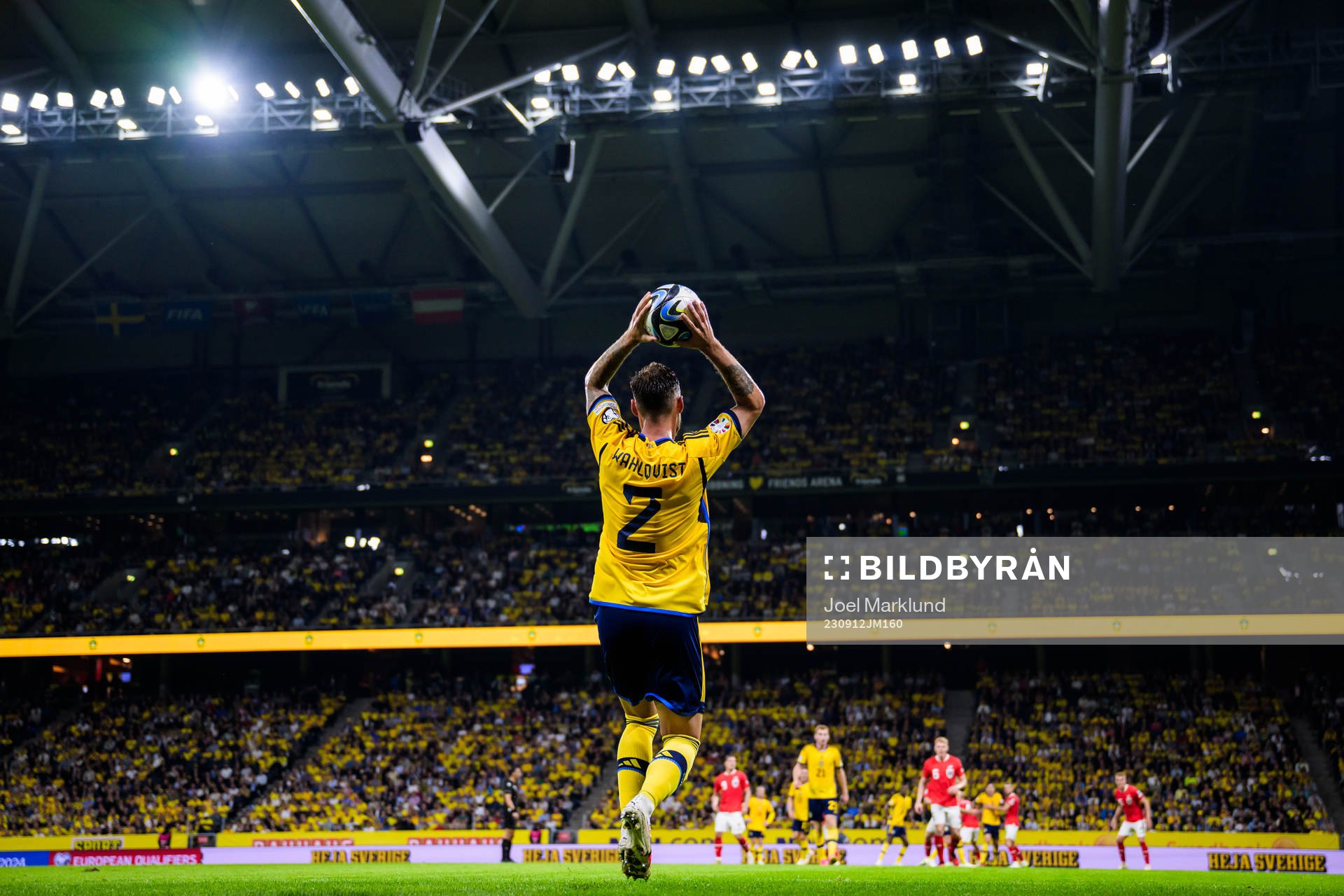 Linus Wahlqvist Egnell of Sweden with a throw-in