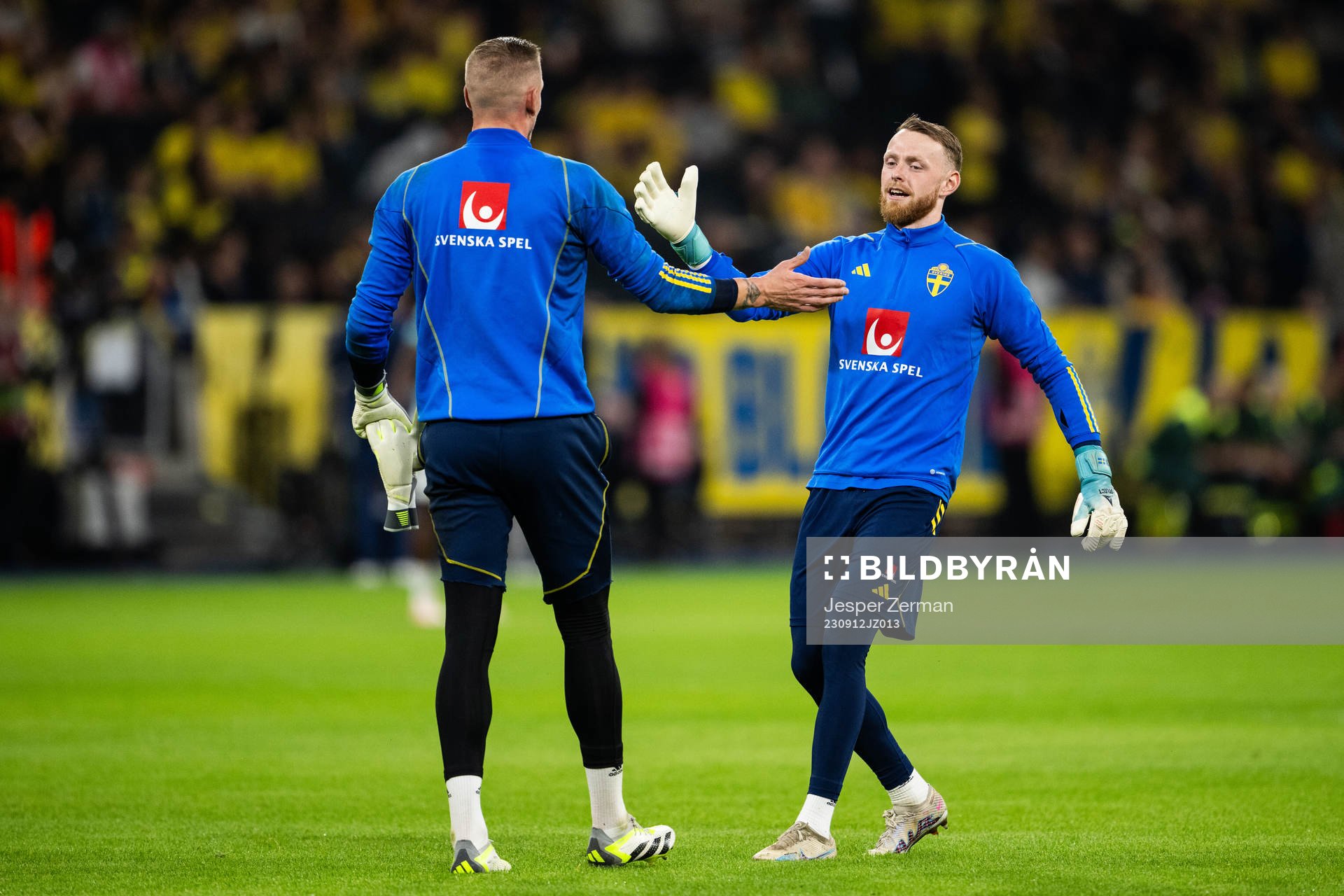 Goalkeeper Robin Olsen and goalkeeper Viktor Johansson of