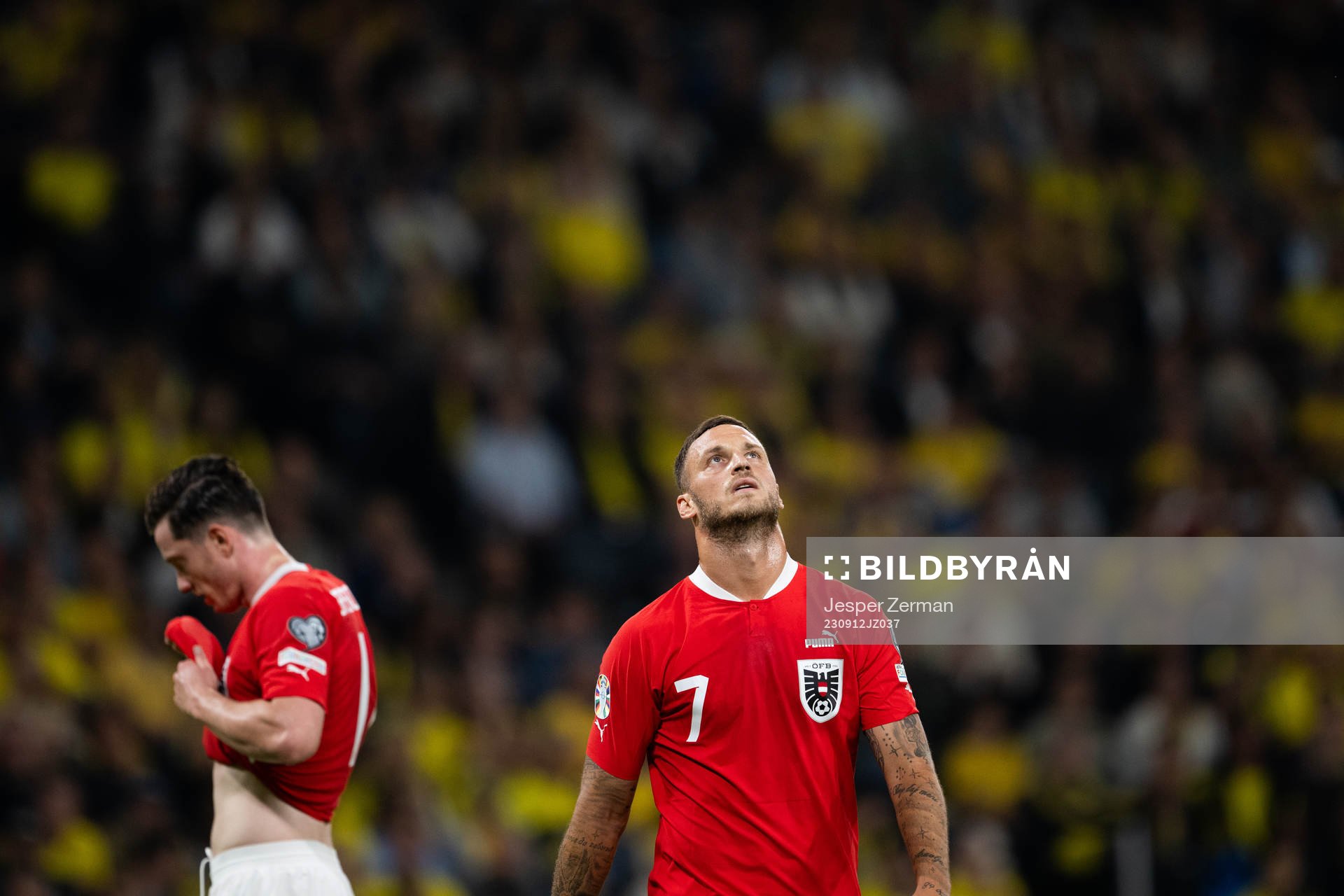 Marko Arnautovic of Austria looks dejected