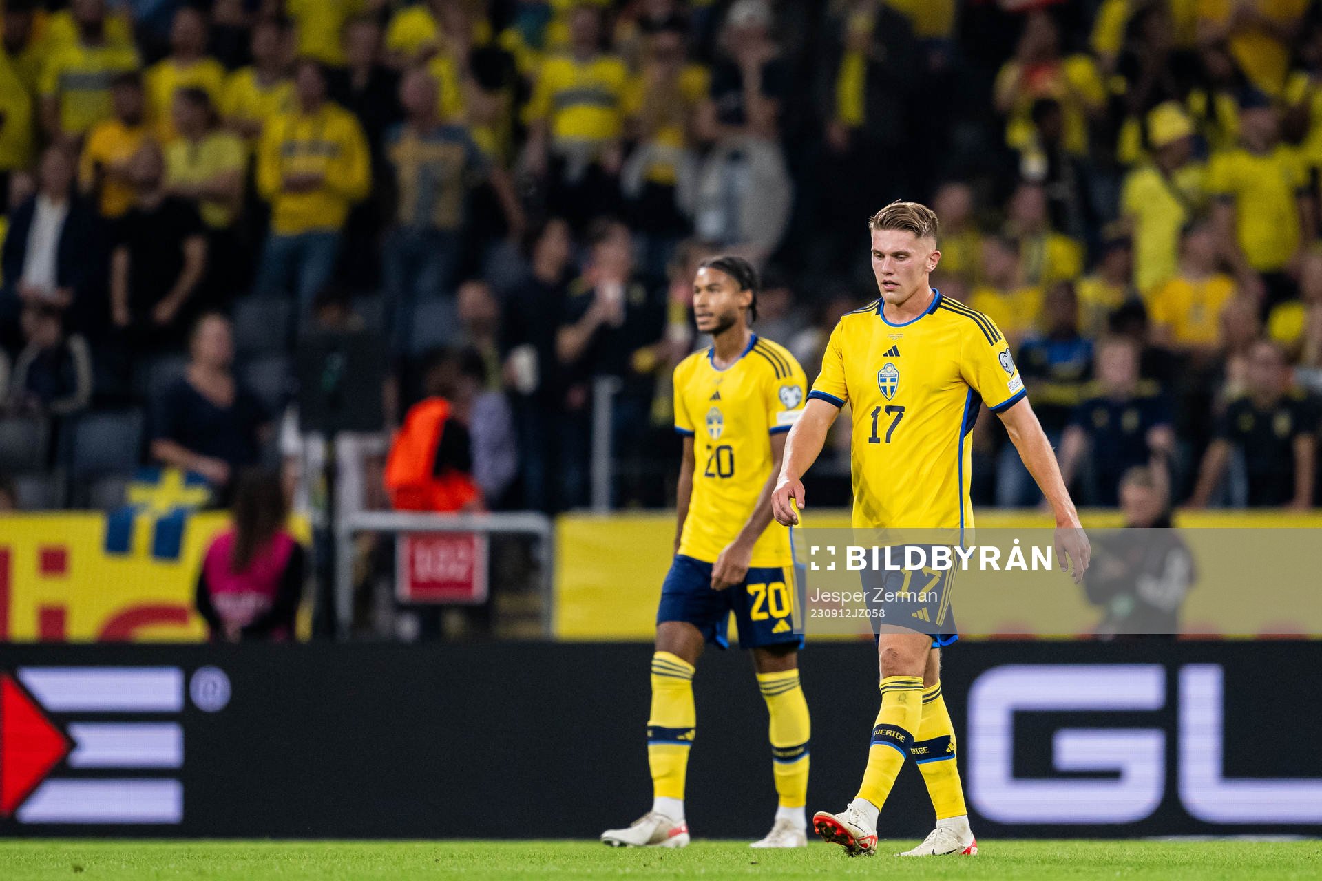 Jens-Lys Michel Cajuste and Viktor Gyökeres of Sweden