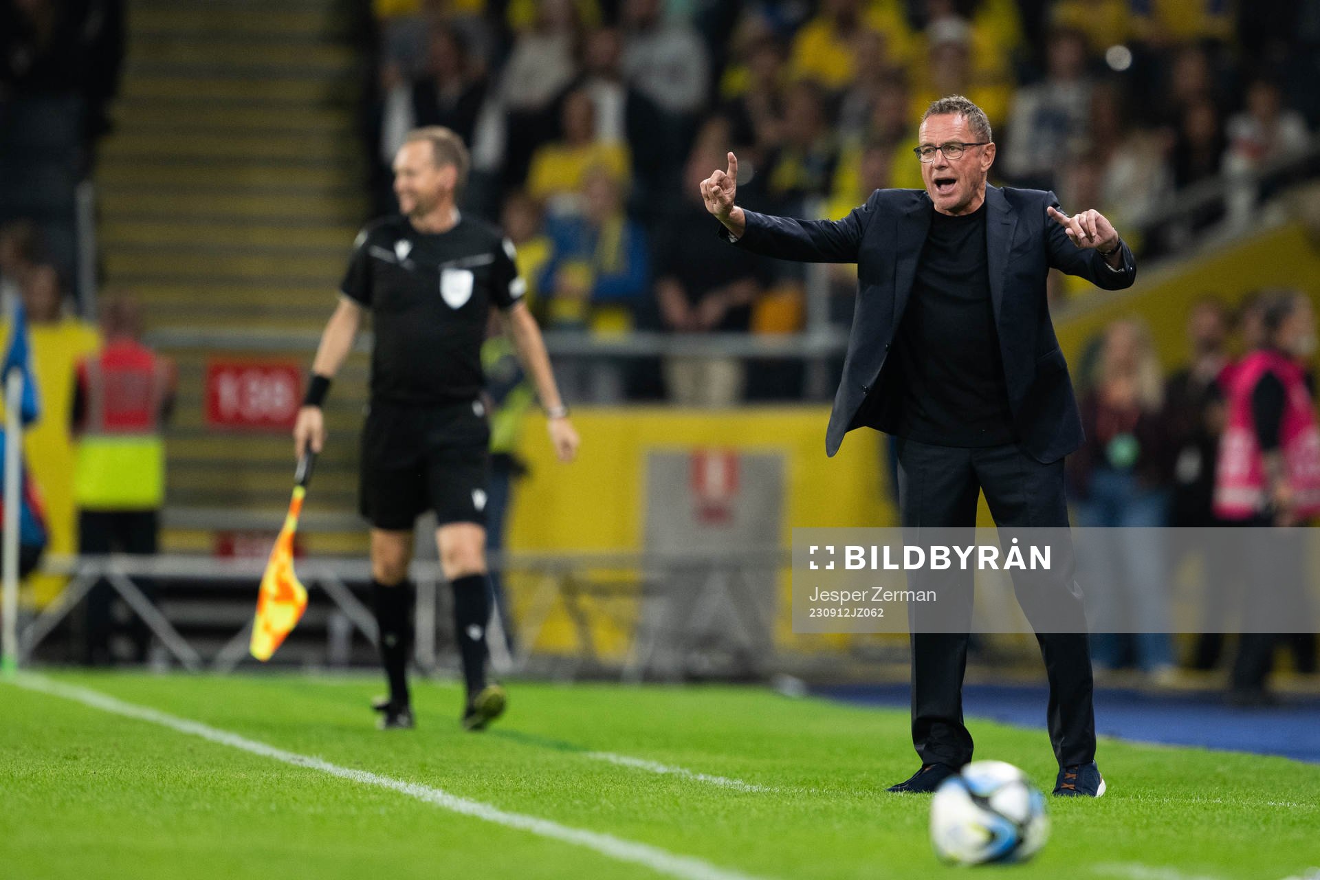 Head coach Ralf Rangnick of Austria during the UEFA Euro Qualifier football match between Sweden and Austria on September 12, 2023 in Stockholm.